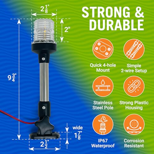 Image of Boat Anchor Light, 9.5 inch LED Stern Light, USCG Tested Fold-Down Waterproof