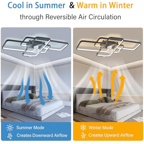 Ventilateur de plafond moderne avec éclairage LED réglable et télécommande - 5