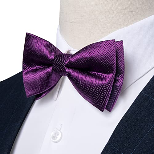Image of DiBanGu Pre-Tied Bow Ties for Men Silk Adjustable Tuxedo Bowties Pocket Square Cufflinks Set with Lapel Pin Jacquard Woven
