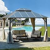 MELLCOM 10x12FT Hardtop Gazebo, Permanent Outdoor Aluminum Patio Gazebo with Aluminum Composite...