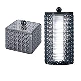 2 Stück Kosmetik Organizer, Wattepads Behälter Box, Wattepad Halter, Wattepad Aufbewahrungbox mit Deckel, Wattestäbchen Aufbewahrung, für Schlafzimmer, Badezimmer, Makeup-Tischspeicher (Schwarz)