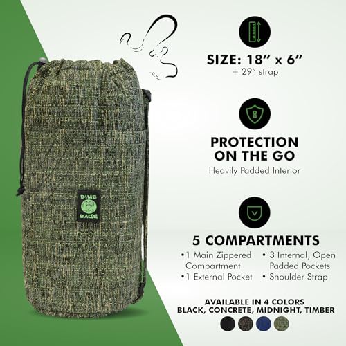 Dime Bags - Drawstring Tube, Padded Bag, 5 Compartments, w/Shoulder Strap, Convenient, Durable (Timber, 18")4