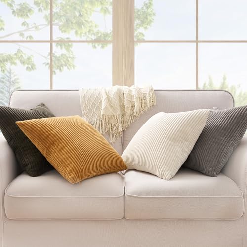 Image of Topfinel Decorative Brown Throw Pillow Covers Cushion Cases, Set of 4 Soft Velvet Modern Double-Sided Designs Terracotta Home Decor ,Fall Style Throw Pillows 26x26 inches