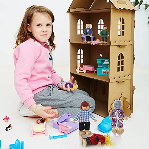 Puppenhaus Puppen mit 8 Figuren Puppenfamilie für Puppenhaus Biegepuppen mit beweglichen Gliedern Puppen für puppenhaus… – Bild 8