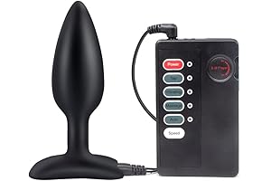 Anal Butt Plug Silicone Sex Toys Electric Shock Metal Thread Anal Butt...