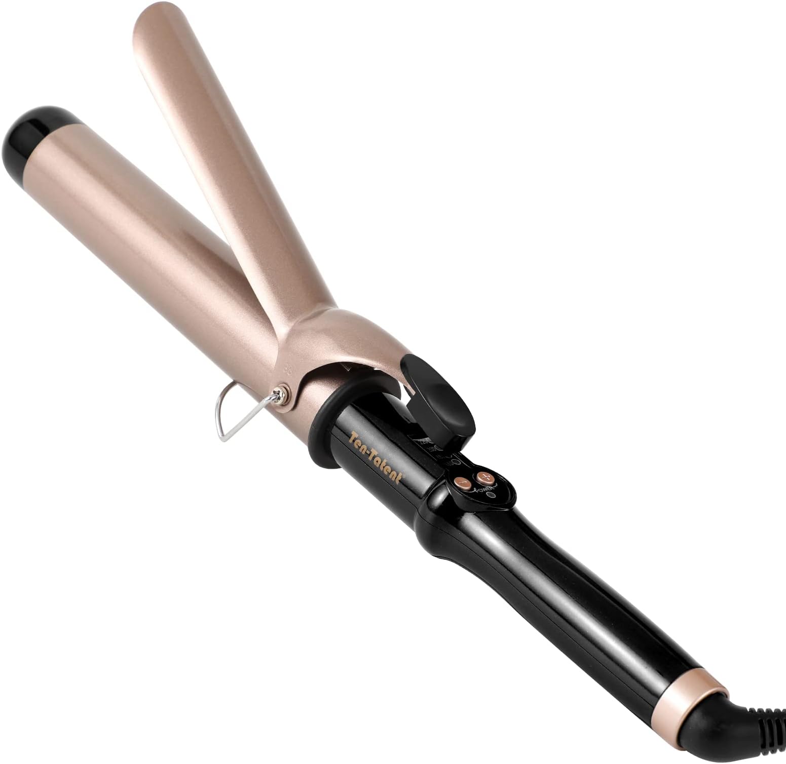 Ten-Tatent Curling Tongs, 38mm Barrel Curling Tong Iron, Ceramic Tourmaline Coating Barrel, Dual Voltage Curling Wand for Long & Short Hair, Hair Curlers, 160-220℃ Adjustable, Black