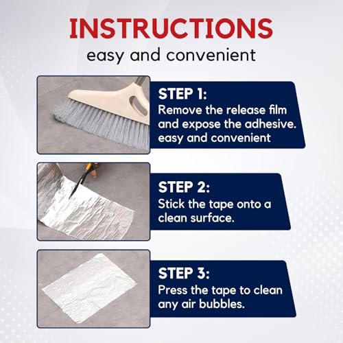 Image of Super Strong Adhesive Waterproof Permanent Repair Aluminum Butyl Tape Rubber Foil Suitable for Roof Leak, surface Crack, Window Sill Gap, Boat Sealing, Home Renovation (10CM*5Meter)