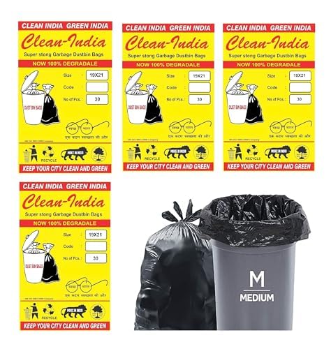 Garbage Bags (Medium) Size 48 X 56 Cm | 4 Packs (120 Bags)| Black...