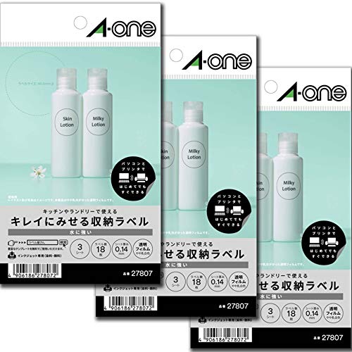 エーワン キレイにみせる収納ラベル 水に強い 透明フィルム はがきSIZE_NAME 丸型 6面 3シート 3個セット 27807-3P