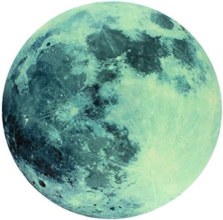Moonlight Glow in the Dark Moon Wall Decal Sticker Decorative Removable Wall Decals Stickers, STRONG ADHESIVE VINYL 0.43 mm thickness for Bedroom and Children's Room 8 inch diameter, (20 cm)