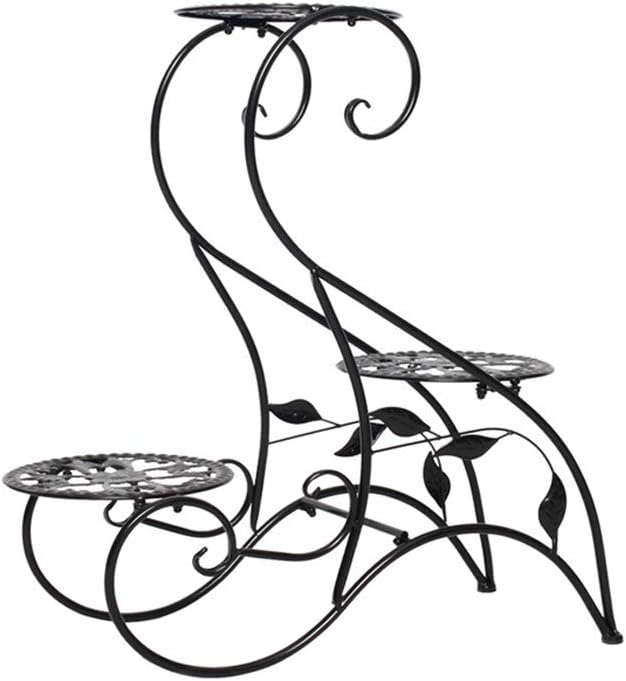 3 Tiers Nordic Wrought Iron Plant Stand Minimalist Flower Pot for Home Decor Display Plant Shelf-Coffee(D)