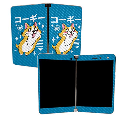 Image of MightySkins Carbon Fiber Skin for Microsoft Surface Duo - Corgi Kawaii | Protective, Durable Textured Carbon Fiber Finish | Easy to Apply, Remove, and Change Styles | Made in The USA