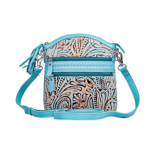 Myra Bag Shoulder Bag for Women - Western Leather Handbag Blue