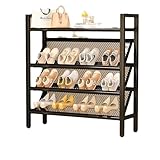 シューズラック 下駄箱 ブラック 省スペース おしゃれ靴収納ラック 4段 大容量 スリム 靴箱 約W70×D20cm×H90cm 通気性 玄関 靴 収納 (W70cm×D20cm×H90cm)
