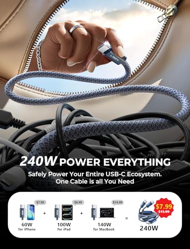 LISEN 240W USB C to USB C Cable for iPhone 17 Charging Cable [6.6ft, 2-Pack] for iPhone 17 Charger Fast Charging Cord, USBC Cable for iPhone Air 17 16 15 Pro Max Samsung S25 S24 iPad MacBook Switch