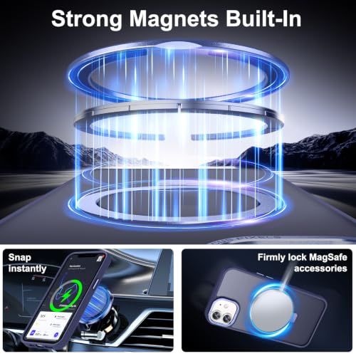 Lufanbis Magnetic for iPhone 12/12 Pro Case with Ring Stand, Blue - image 2