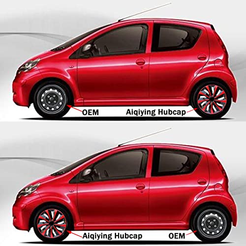 Image of Hubcap Wheel Cover Replacement R17 Hub Caps Universal-Fit Steel Wheel Rim Cover ABS Material Exterior Accessories for Car Truck SUV -Set of 4(17-inch,Red-Black)