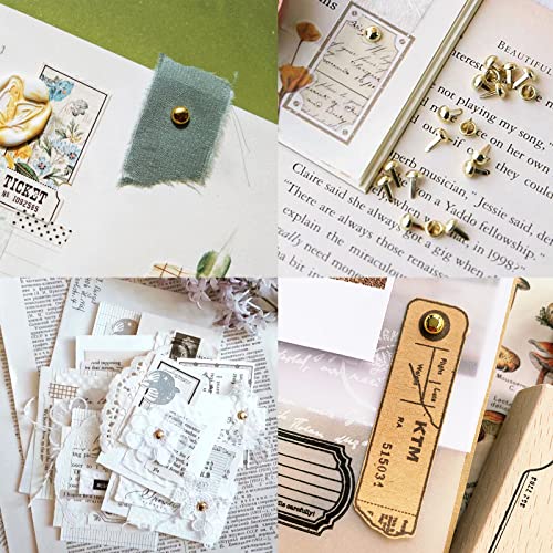 Bercoor 200 Pieces Paper Fasteners Brads, Round Metal Paper Brass Fasteners Brads For Paper Crafts, Decorative Scrapbooking, Diy Art School Project Supplies, 8 X 17Mm (Golden) #TOP5