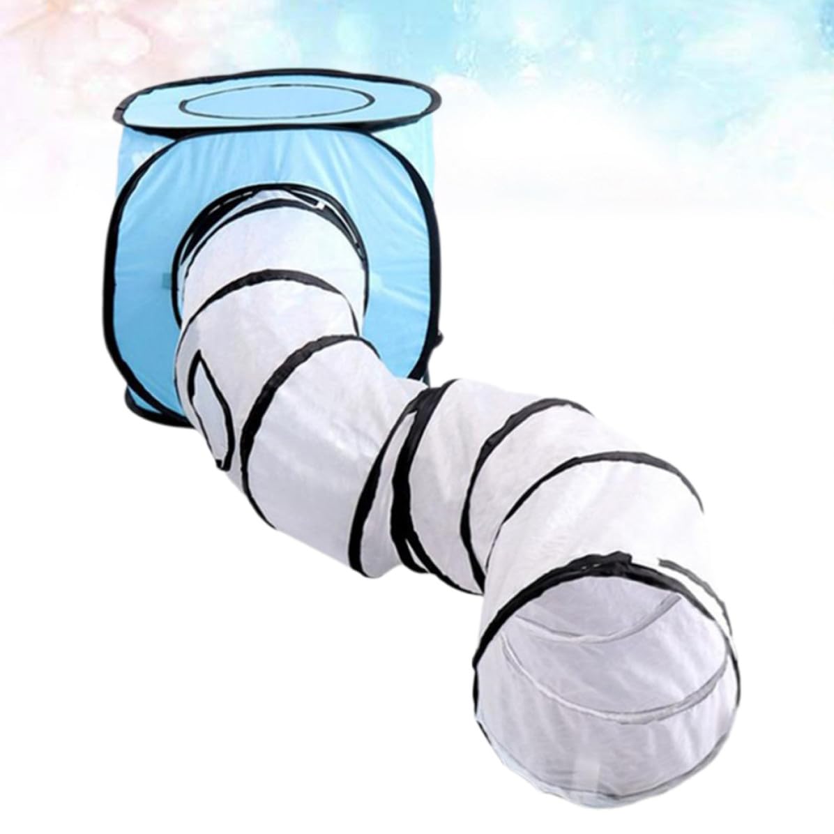 ifundom Tunnel Pliable pour Chat en Polyester Bleu Modèle S, Tente de Jeu Facile à Installer pour Divertir Votre Chat la Maison