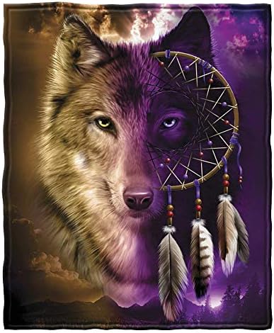 YISUMEI Wolf Dreamcatcher Fleece Throw Blanket (150x200 cm)