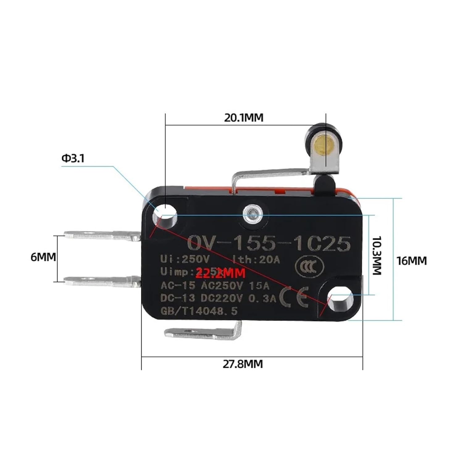 V-155-1C25 Omron Electronics | Mouser India 1PC Limit Switch Momentary V-155-1C25 OV-155-1C25 KW7-3 Self-Reset