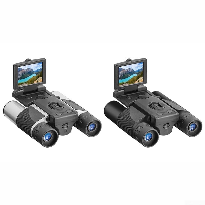 Prismáticos 12x32 con cámara y pantalla LCD de 2 pulgadas, adecuados para capturar fotos y videos durante la observación de aves, conciertos y viajes de caza (negro)