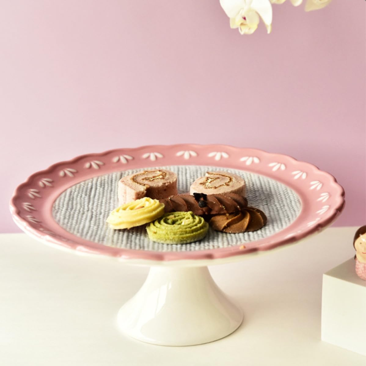 Cabilock Piatto Dolci a Forma di Cuore in Ceramica Rosa per Feste