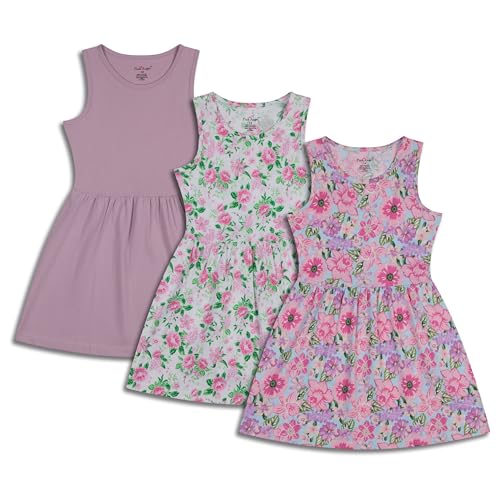 Image of Pink Angel 3-Pack Girls' Dresses, Kids Casual Fit and Flare Sleeveless Summer Dress & School Outfit, 100% Cotton