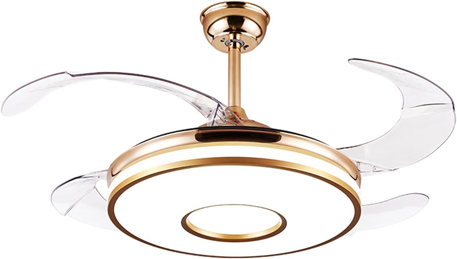 CDDQ Ventilador de Techo con LED Luz,3 Velocidades,4 Aspas,Temporizador,Bajo Consumo,92cm/107cm/120cm,Dorado