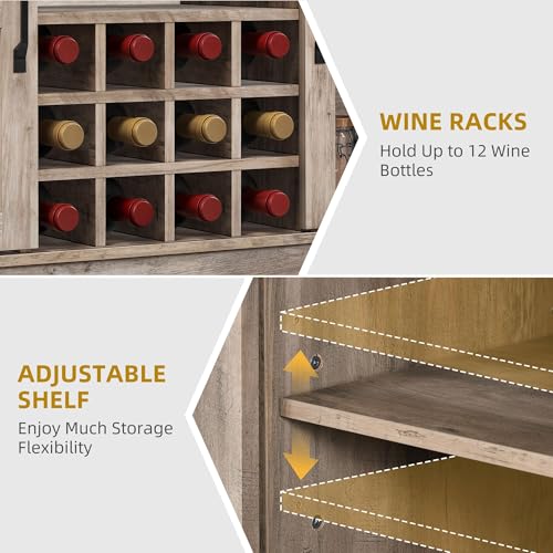 DWVO-Farmhouse-Coffee-Bar-Cabinet-with-Sliding-Door-and-Drawers-53-Kitchen-Sideboard-Buffet-Cabinet-Home-Bar-Cabinet-with-Wine-Rack-for-Kitchen-Living-Room-3-Drawers-Storage-Cabinet-Wash-Grey DWVO Farmhouse Coffee Bar Cabinet with Sliding Door and Drawers 53 Kitchen Sideboard Buffet Cabinet Home Bar Cabinet with Wine Rack for Kitchen Living Room 3 Drawers Storage Cabinet Wash Grey