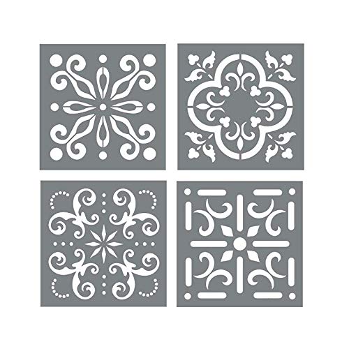 8x8 Morrocan Tile Stencils - 4 Pack of Floor Painting Designs