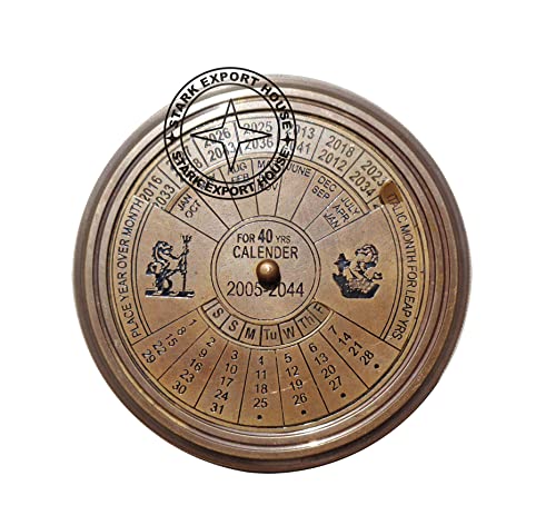 Brújula de latón de 2 pulgadas con reloj de sol, artículo perfecto para regalo con cuero miniatura 5