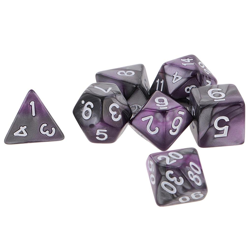 UJEAVETTE® 7 Pieces Two Colors Glitter Polyhedral Dices for DND16Mm for Dungeons and Dragons Table Games Purple Silver|Dungeons and Dragons Accessory|Magic: The Gathering|Tabletop Game Accessory