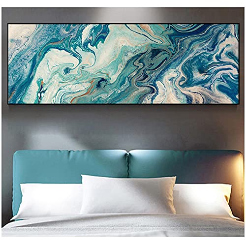 Toile vert abstrait 70x210 cm pour habiller un grand mur vide