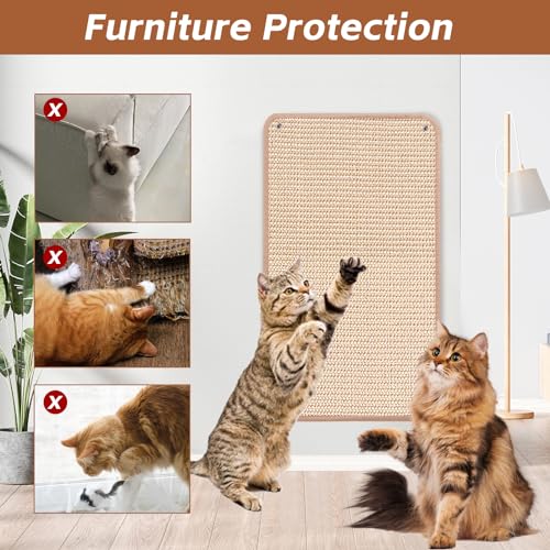 1 arranhador de parede para gatos, arranhador de parede de tecido de sisal, arranhador de parede de