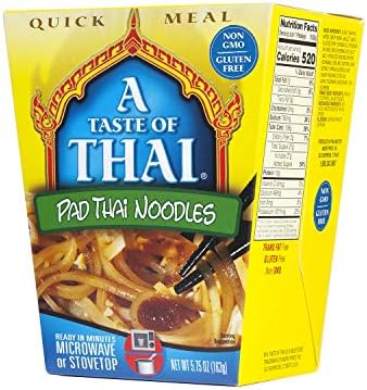 A Taste of Thai Pad Thai Noodles - 5.75oz Pack of 6 Heat & Eat Instant Noodles Flavored with Classic Thai Sauce | Gluten-Free | Ideal Vegan Meal | Perfect Side for Chicken Fish & Meat Entrees