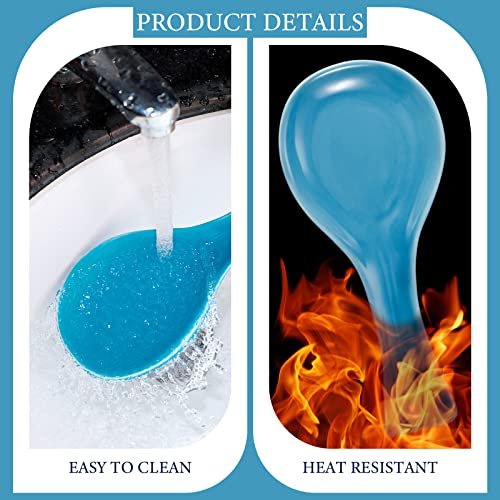 Image of Patelai Ceramic Spoon Rest Spoon Holder Stovetop for Kitchen Stove Coffee Bar Accessories Christmas Gift(Blue,Classic Style)