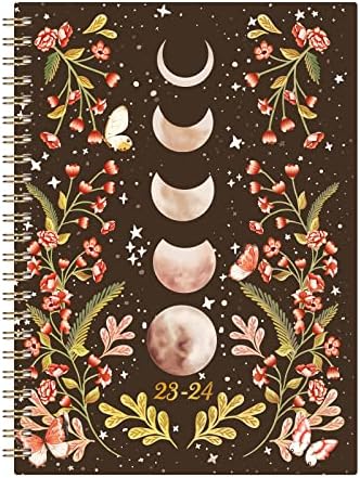 2023-2024 Planner - Academic Planner 2023-2024 with Tabs, 6.3" x 8.4", July 2023 - June 2024, Weekly and Monthly Planner 2023-2024 with Back Pocket + Thick Paper + Twin-Wire Binding - Moon