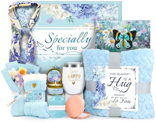 Spa Gifts for Women,Self Care Set,Perfect as Birthday Gifts,Get Well Soon Baskets Ideal for Mom,Her,Bestie,Sister,Wife,Girlfriend & Coworker (Blue)