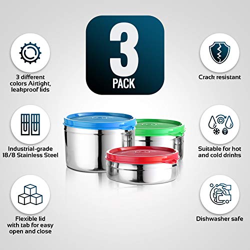 Image of Signoraware Executive Stainless Steel Containers Set (200ml+350ml+500ml |Setof3| Multicolour)