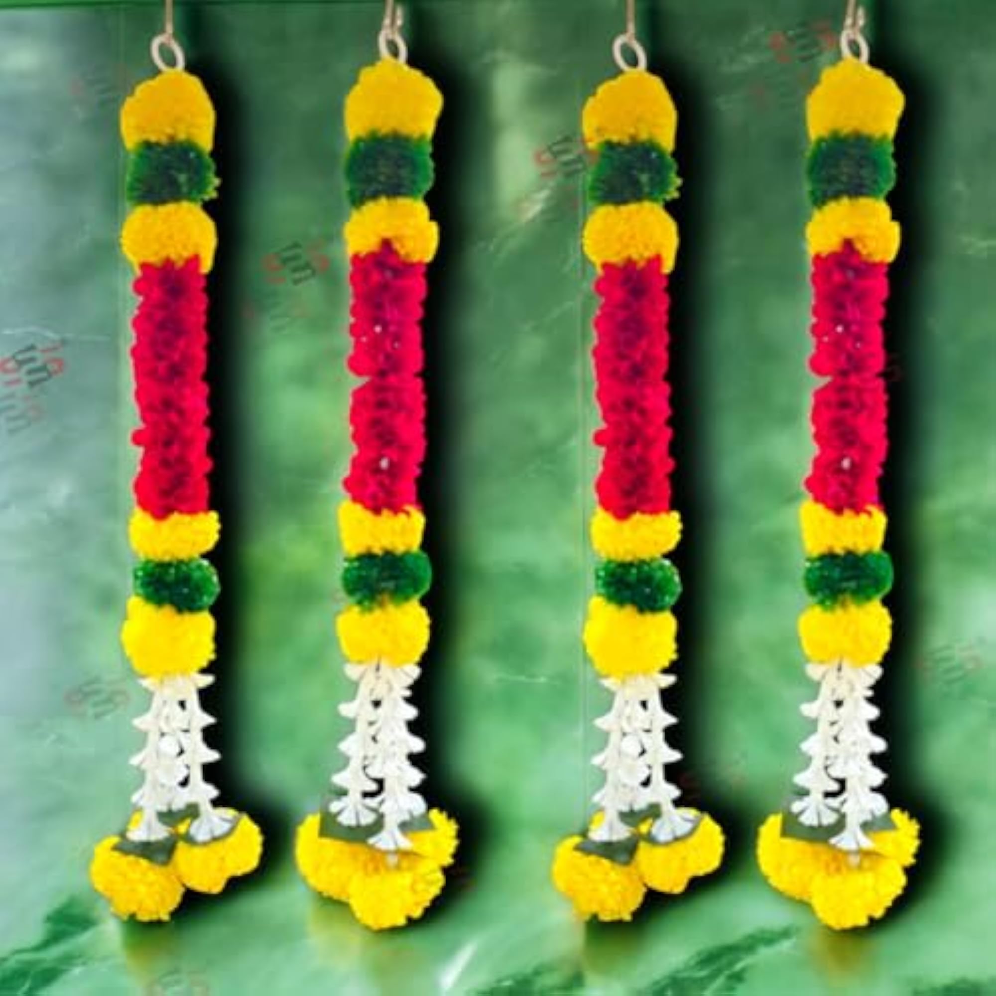 Artificial Fabric White & Maroon Flower Strings for Decoration