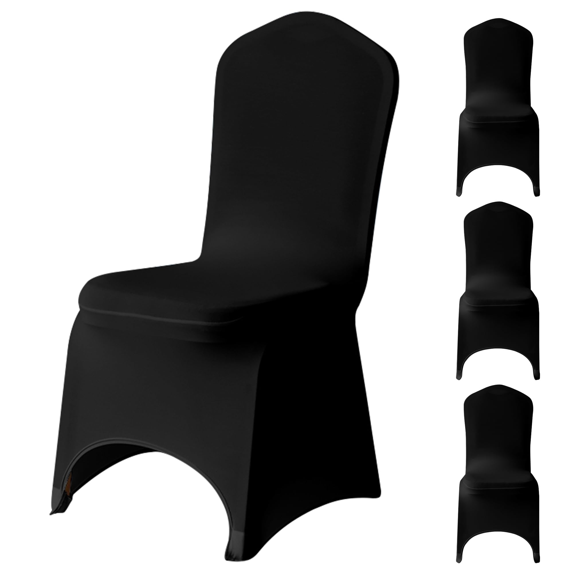 WedDecor Universal Wedding Chair Covers, 4Pcs Black Spandex Stretch Dining Chair Slipcovers, Washable Banquet Chair Covers for Parties, Events & Celebrations — image 1