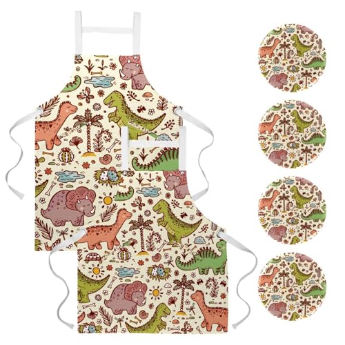 Tablier de serveuse dinosaure rétro pour le nettoyage de la maison et le bar