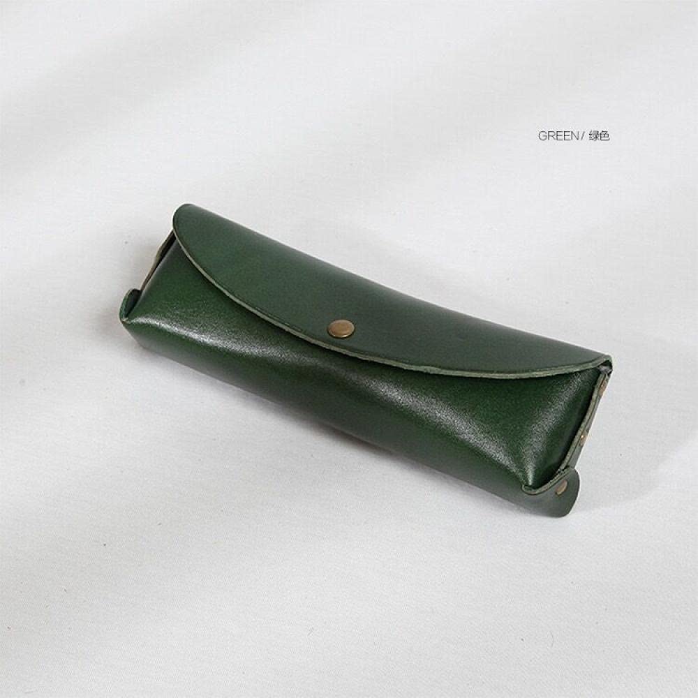 Brillenetui Sonnenbrillen Etui Glasses Case Sunglasses Case 19Cm Retro Bleistiftkoffer Gemüse Gegerbtes Leder Leder Bleistiftkoffer Aufbewahrungstasche Bleistiftkoffer Kosmetiktasche Gläser Fall-Grün