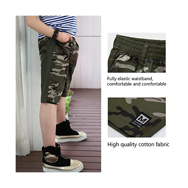 MEILONGER Boys Camo Shorts School Uniform Pants Size 8,10-12,14-16 (Camo, 10-12) - Image 6