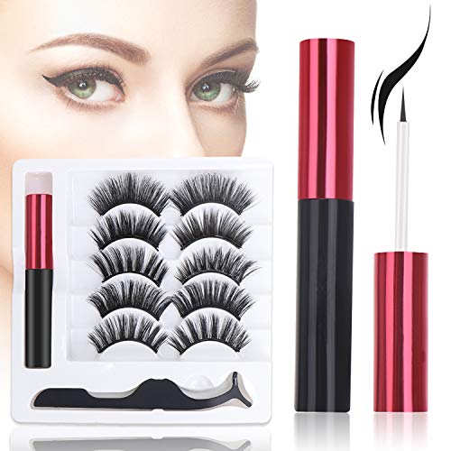 8pcs No Glue Dual Magnetic Eyelashes 0.2mm Ultra Thin Magnet Lightweight & Easy to Wear Best 3D Reusable Lashes Extensions (black)