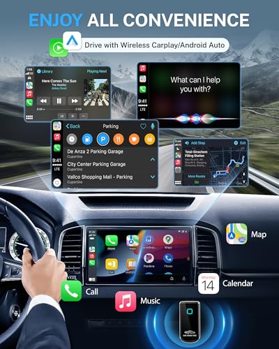 Image of Jemluse Wireless Carplay Adapter 2 in 1, Wired to Wireless Car Play & Android Auto, Plug & Play Bluetooth 5.3 & 5.8Ghz WiFi Stable & No Delay for Apple CarPlay /Android Auto Wireless Adapter for Car