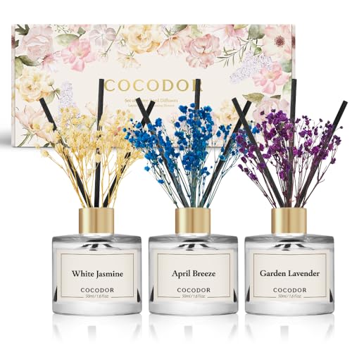 Set Real Flower Reed Diffuser 3 Aromas 1.6oz c/u miniatura 1