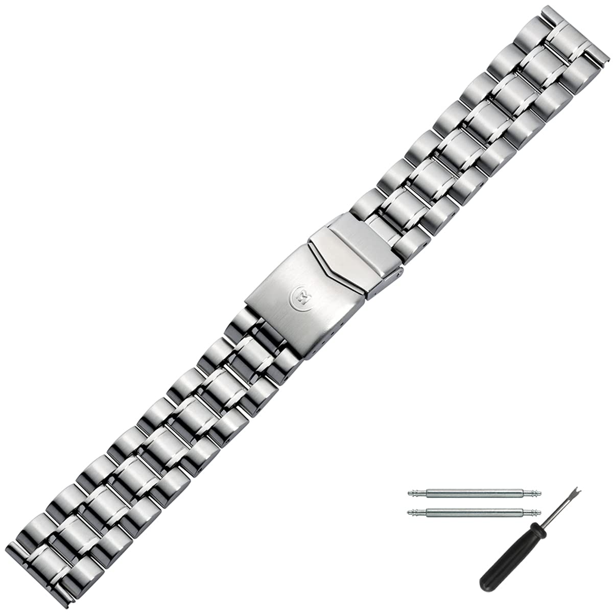 MARBURGER Uhrenarmband 20mm Edelstahl Silber - Werkzeug Montage Set 88508030020