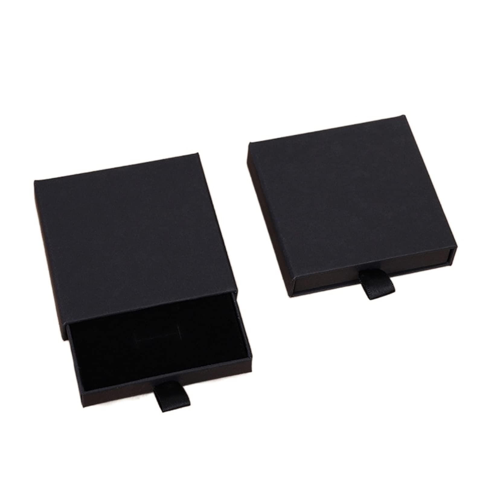 GTVGJHJewelry Box, 2 pcs Jewelry Gift Packaging Bracelet Cardboard Square Black Kraft Boxes for Necklace Ring Pendant Storage